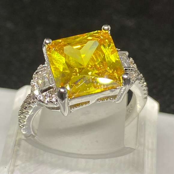 Citrine & White Sapphire Sterling Silver Ring - Picture 1 of 11